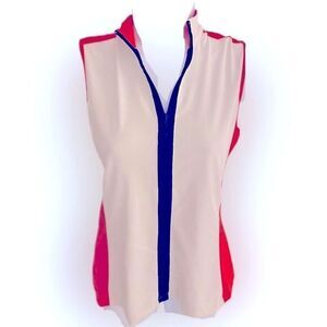 Tail Tennis top -S white /orange, navy blue, polyester spandex